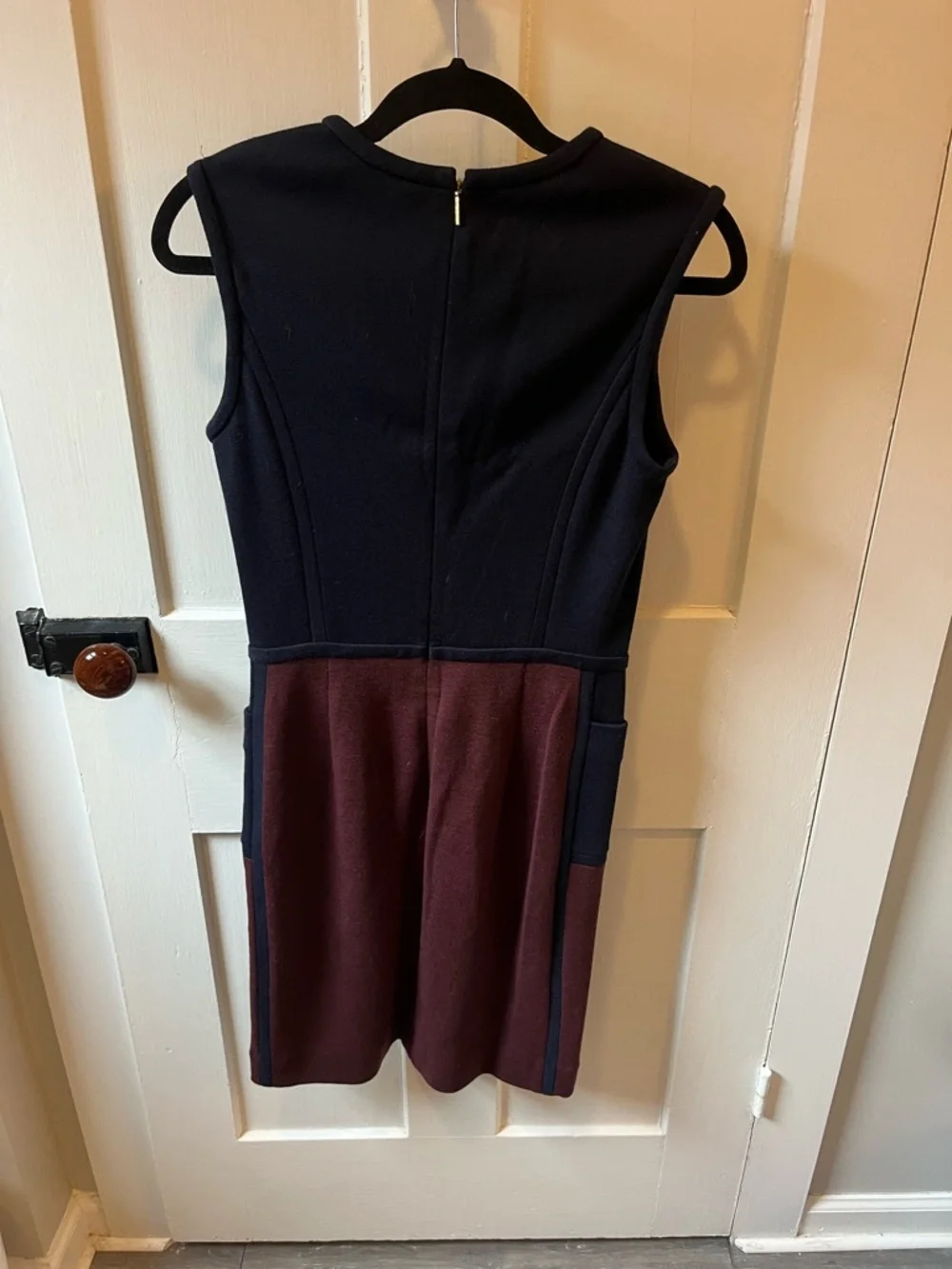 TORY BURCH Brianna Wool Blend Color Block Sleeveless Dress XS